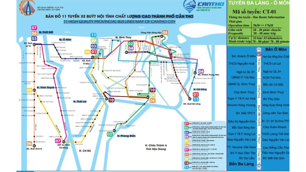 Lộ trình các tuyến xe buýt ở Cần Thơ chi tiết và mới nhất 2025 3 Lộ trình các tuyến xe buýt ở Cần Thơ - Tuyến số 1