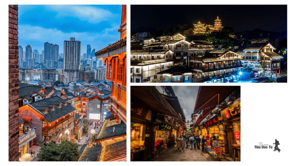 Mê Mẩn Phố Cổ Từ Khí Khẩu Trùng Khánh: Nét Đẹp Cổ Kính & Bình Yên 8 Phố cổ Ciqikou ban đêm lên đèn rực rỡ và sôi động