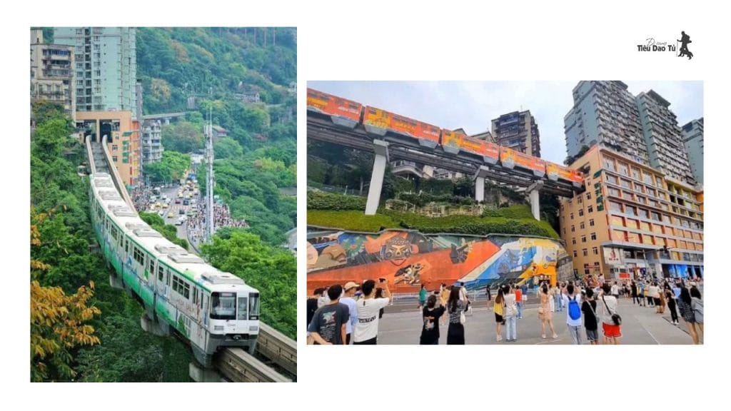 Kinh nghiệm check-in Ga Lý Tử Bá: Chuyến tàu xuyên tòa nhà ở Trùng Khánh 5 Thực tế dưới tòa nhà của ga tàu điện Lý Tử Bá có rất rất đông du khách đứng tập trung để check in